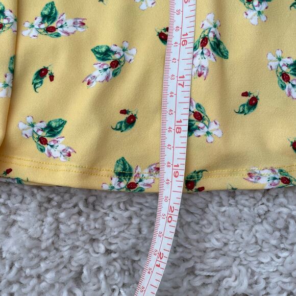 Alexia Admor Oakless Flutter Sleeve Fit & Flare Yellow Floral Dress Size Medium - Picture 13 of 13